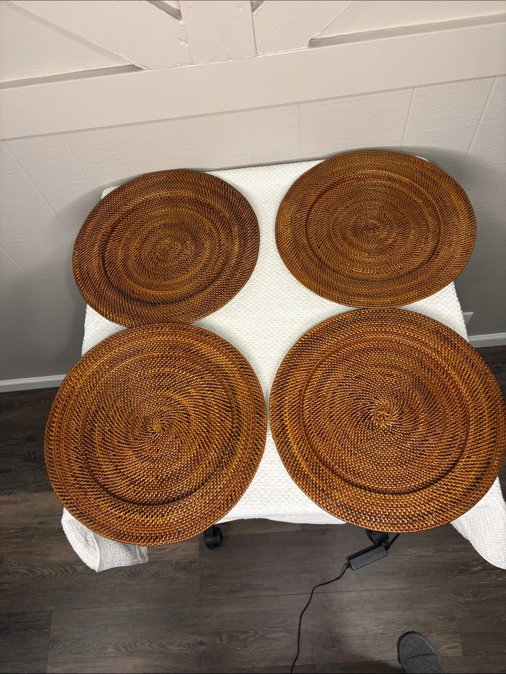 Williams Sonoma Nito Handwoven Charger Plates Set of 4 Caramel Brown 13